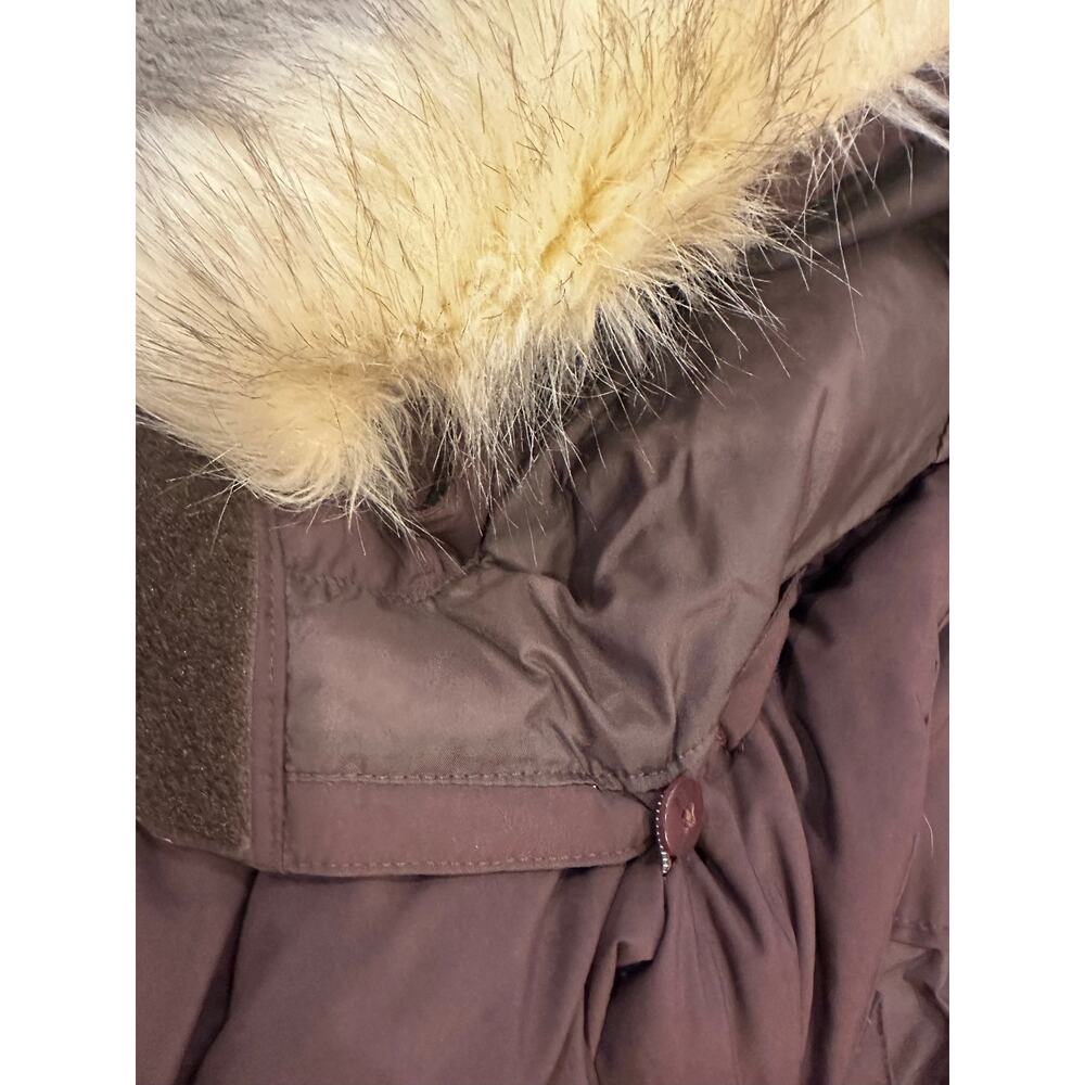 L.L.Bean Ultrawarm Down Coat 3/4 Length Brown Medium Down Puffer Fur Hood - Picture 5 of 7